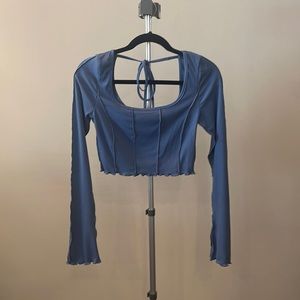 Shein crop top- tied back - flare sleeves with slits